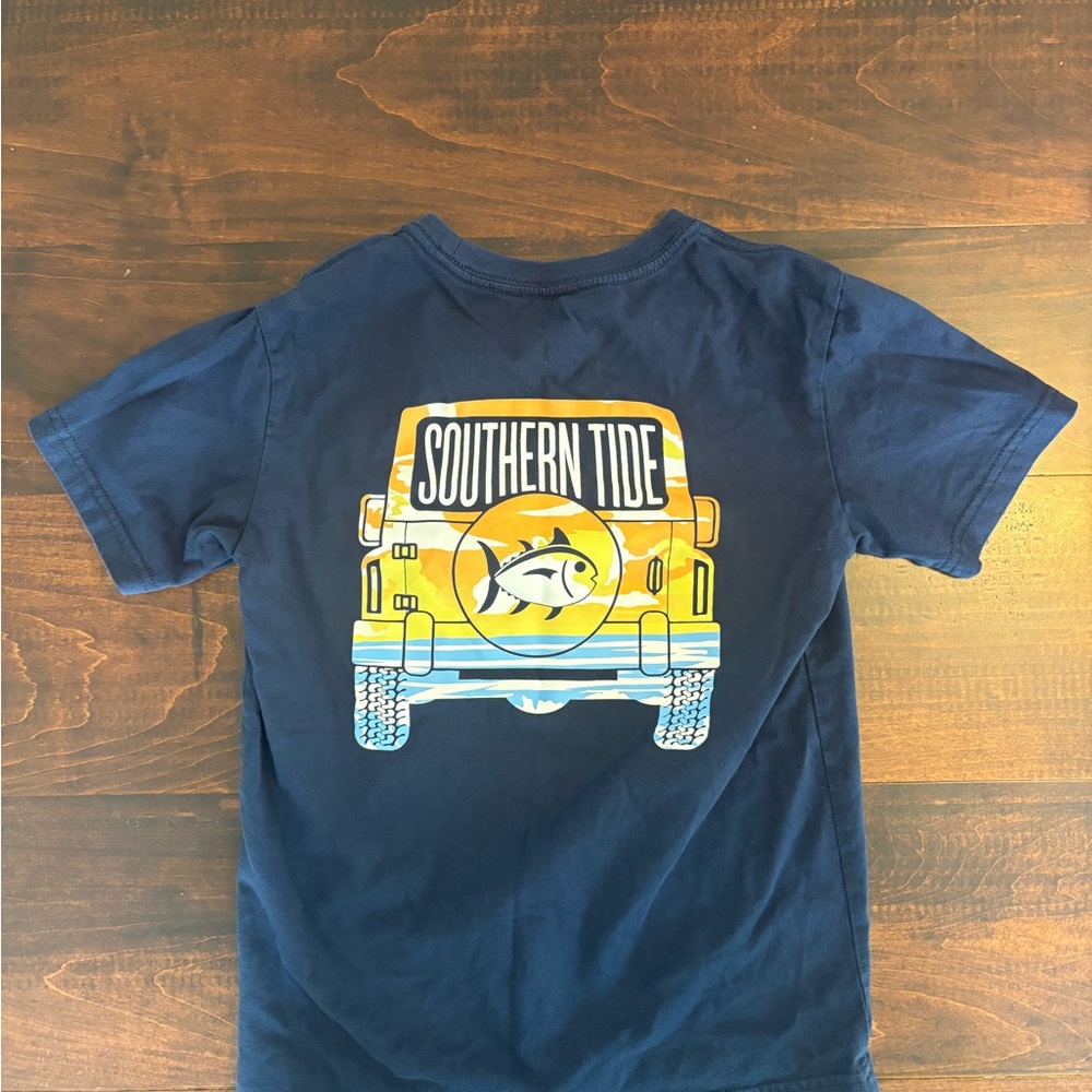 Southern Tide Blue Tee with Yellow Graphic